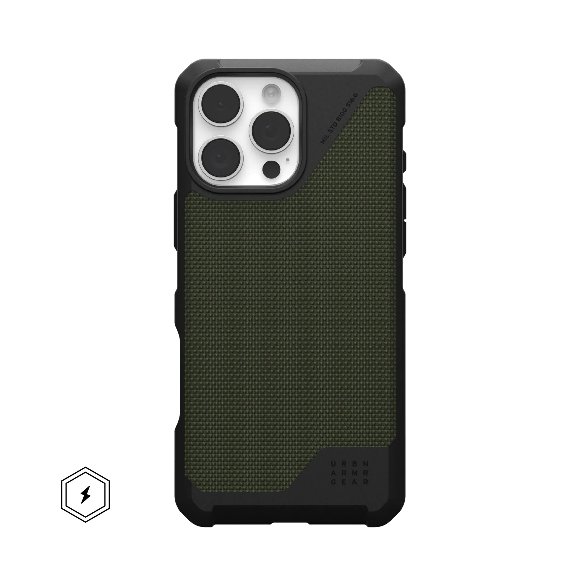 Urban Armor Gear UAG Metropolis LT – Rückcover – für Apple iPhone 16 Pro Max, MagSafe, TPU, Olivgrün, bis 5,4 m Sturzsicher
