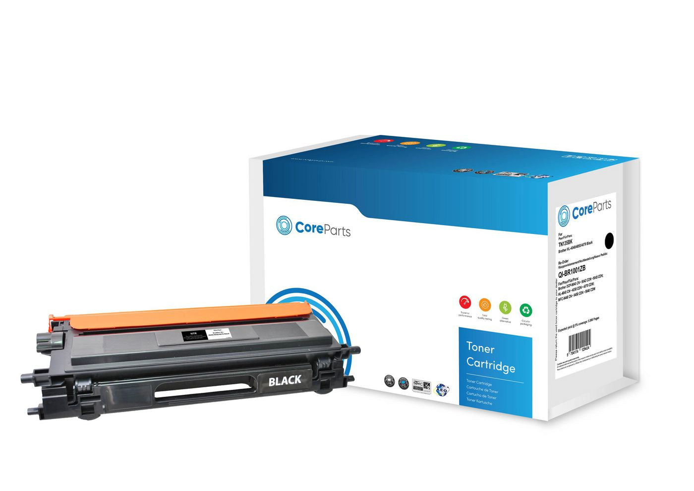 CoreParts TN135BK Schwarzer Toner – Kompatibel XL – 5'000 Seiten – für Brother DCP-9040CN/DCP-9042CDN und andere