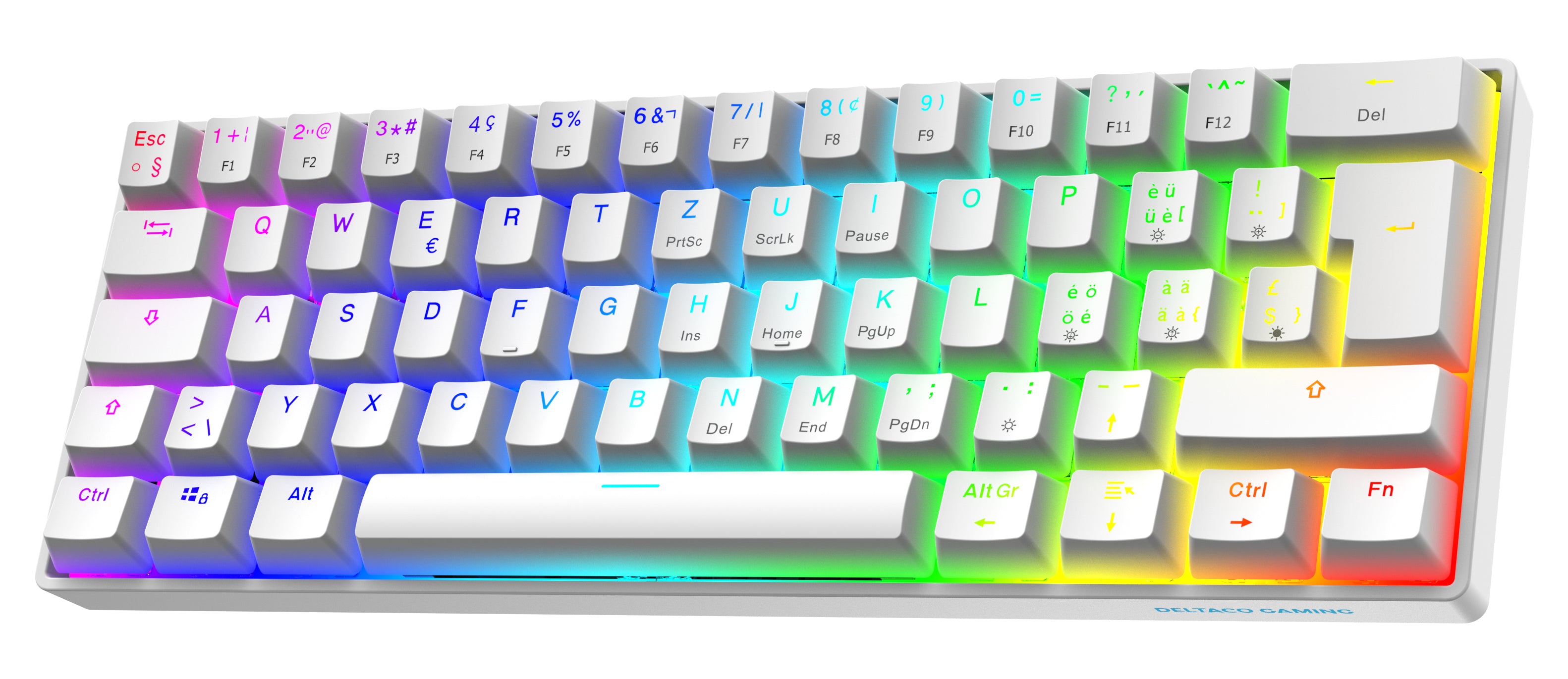 Deltaco Gaming GAM-175-W – Tastatur – Mechanisch – Verkabelt, USB-A – QWERTZ (CH) – Ohne Ziffernblock
