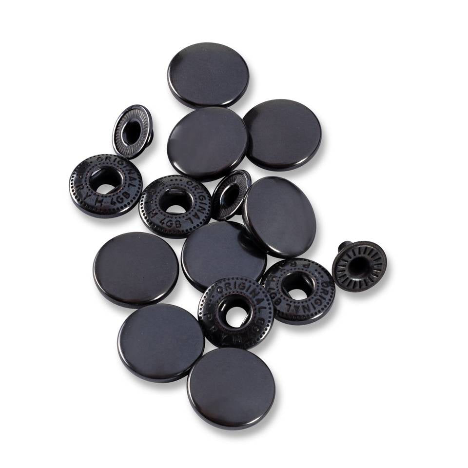 Prym Ösen Ø 15 mm – Messing, schwarz, 10 Stück