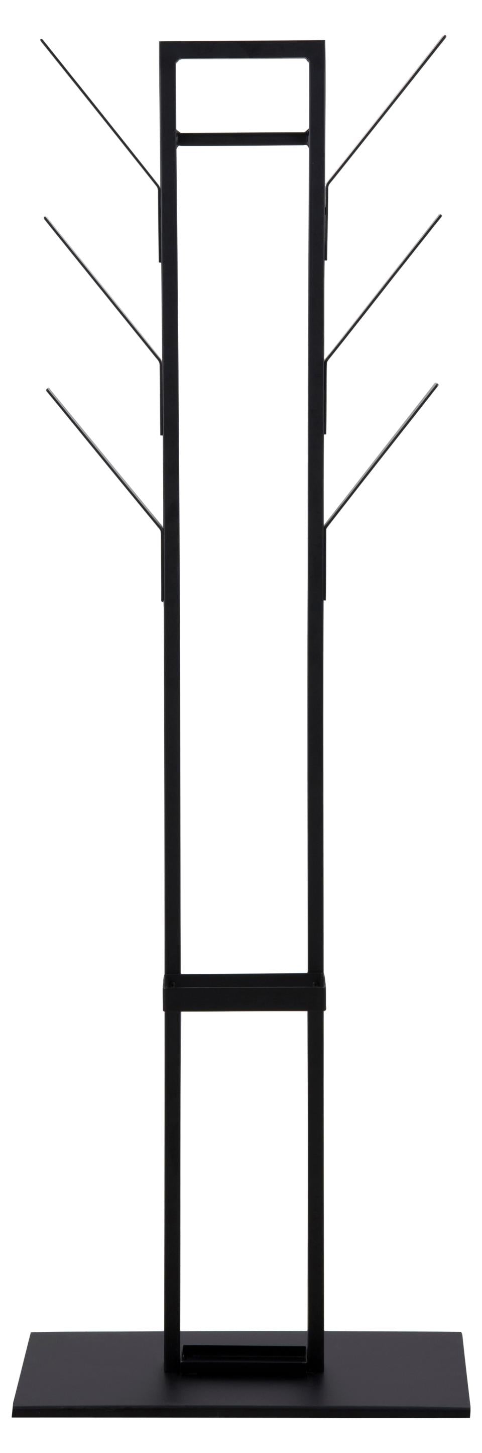 Actona Vinson Garderobenständer – mit Schirmhalter, 6 Haken – Stahl – Schwarz – 1'650 mm