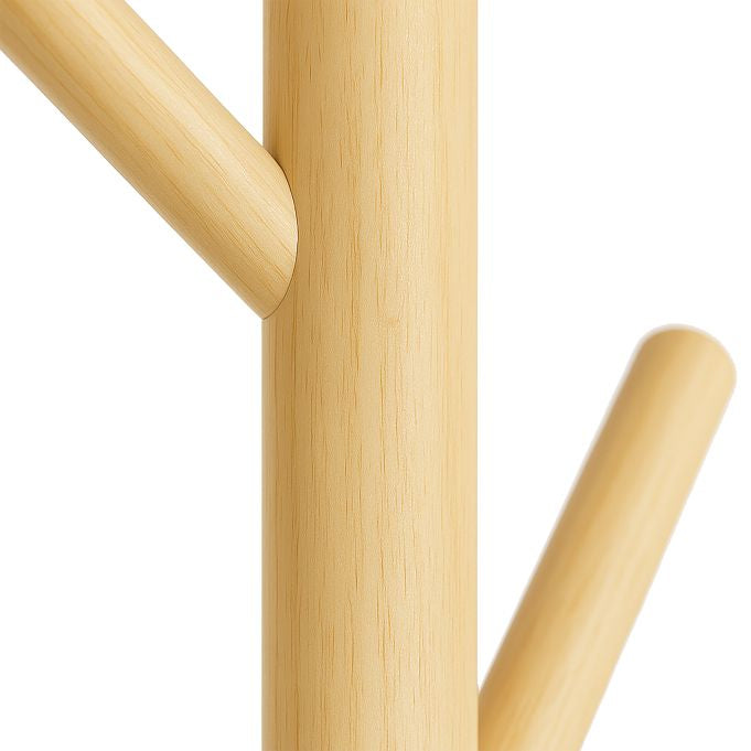 Relaxdays Garderobenständer – 8 Haken, Gummibaumholz/MDF, Braun/Hellbraun, 175 × 30 × 30 cm