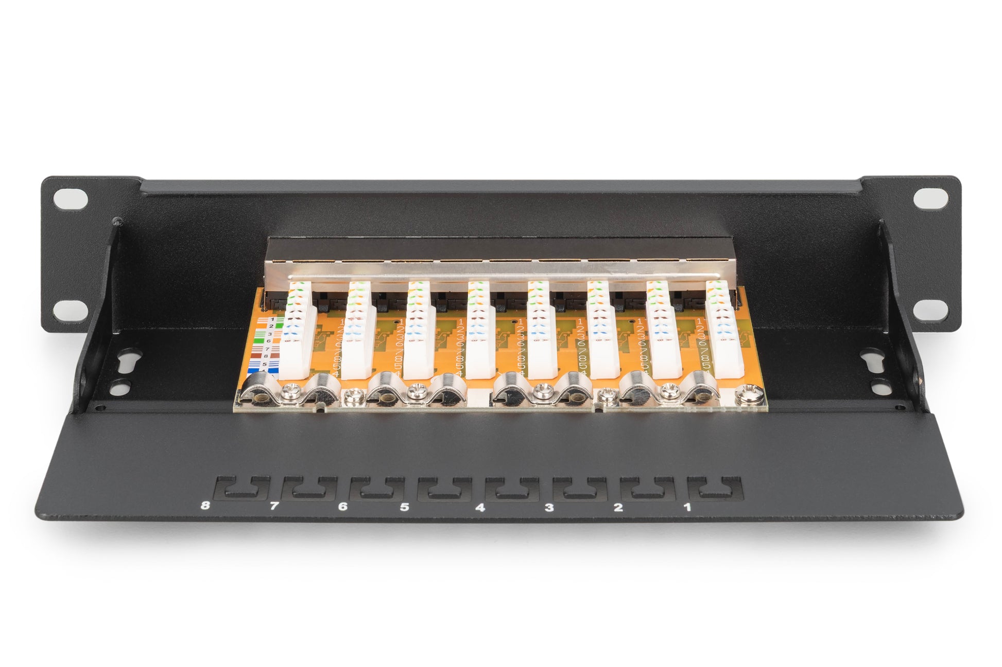 Digitus CAT 6 (Klasse E) Patchpanel – geschirmt, 8× RJ-45, Rackeinbau, 1U, schwarz