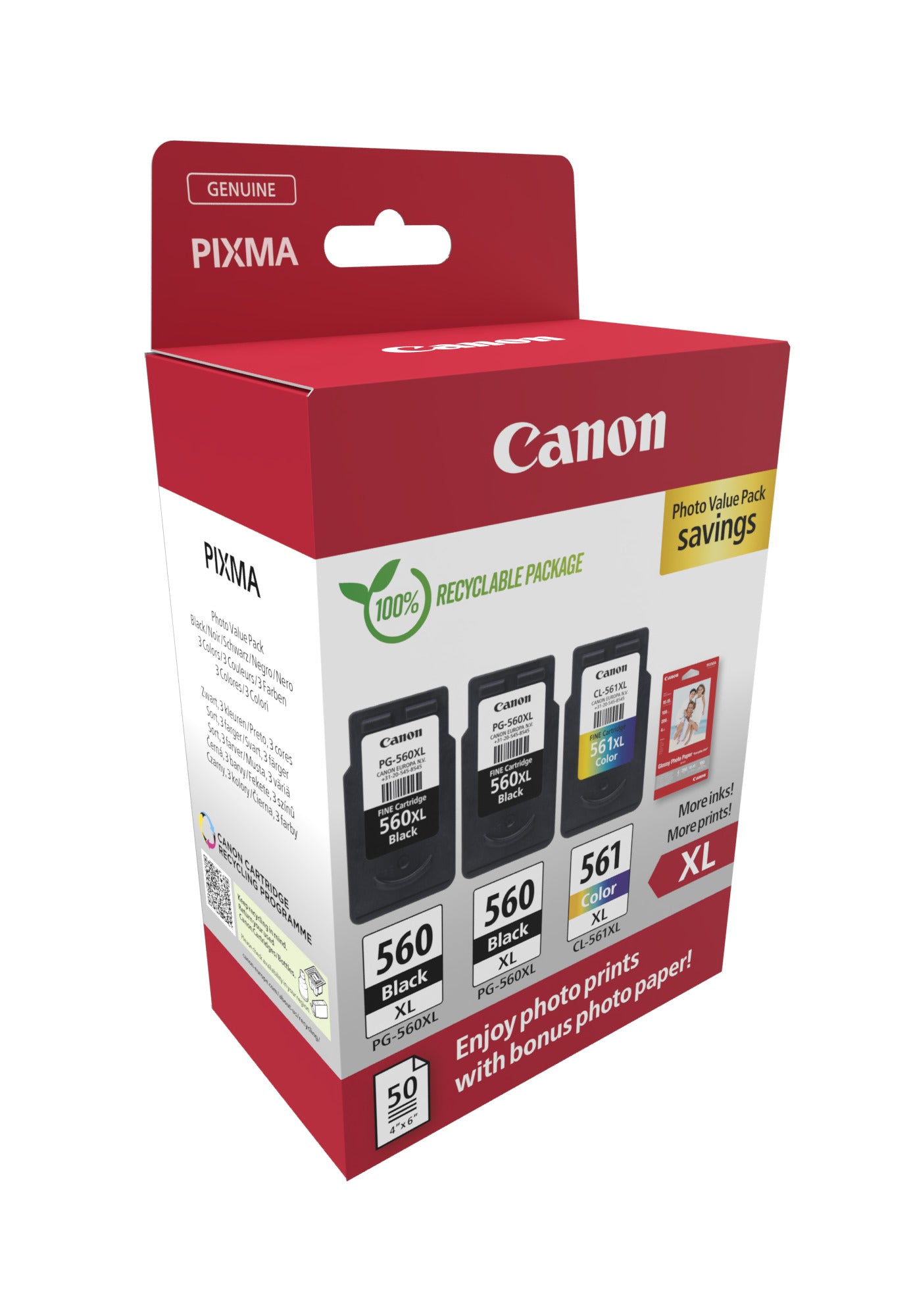 Canon Tintenpatronen-Multipack PG-560XL/CL-561XL, XL, Original – für PIXMA-Modelle