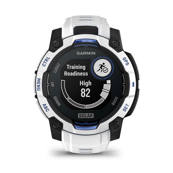Garmin Instinct 3 45 mm GPS – FRP Weiss, Sportband Weiss, 100 m, für iPhone und Android