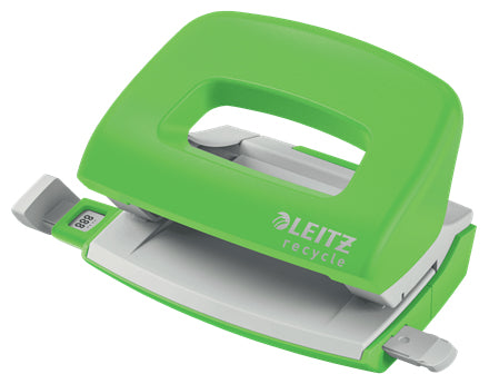 Leitz Mini-Locher NeXXt Recycle – 2-Loch, Lochabstand 80 mm, 10 Blatt, bis A4, Ø5,5 mm – grün