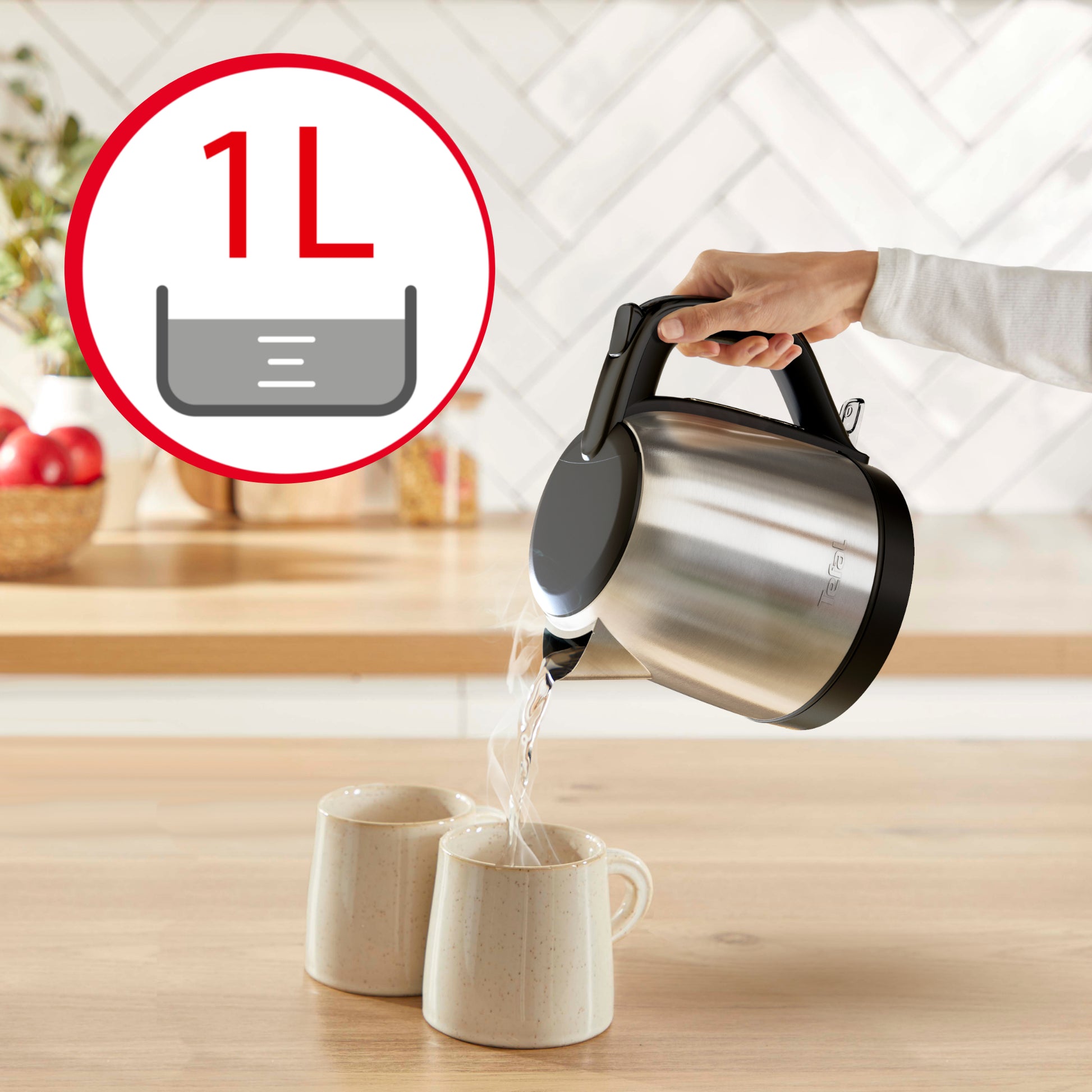 Tefal Subito Mini Wasserkocher – 1 l, Edelstahl, KO5S2DE0