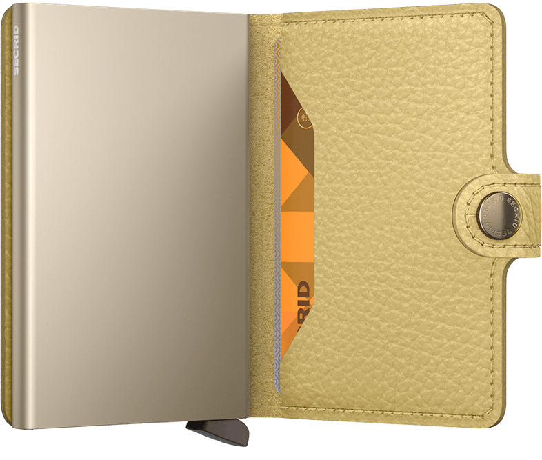 Secrid Miniwallet Kartenetui – RFID-Schutz, 10 Karten – 65 × 21 × 102 mm – Gelb – Leder