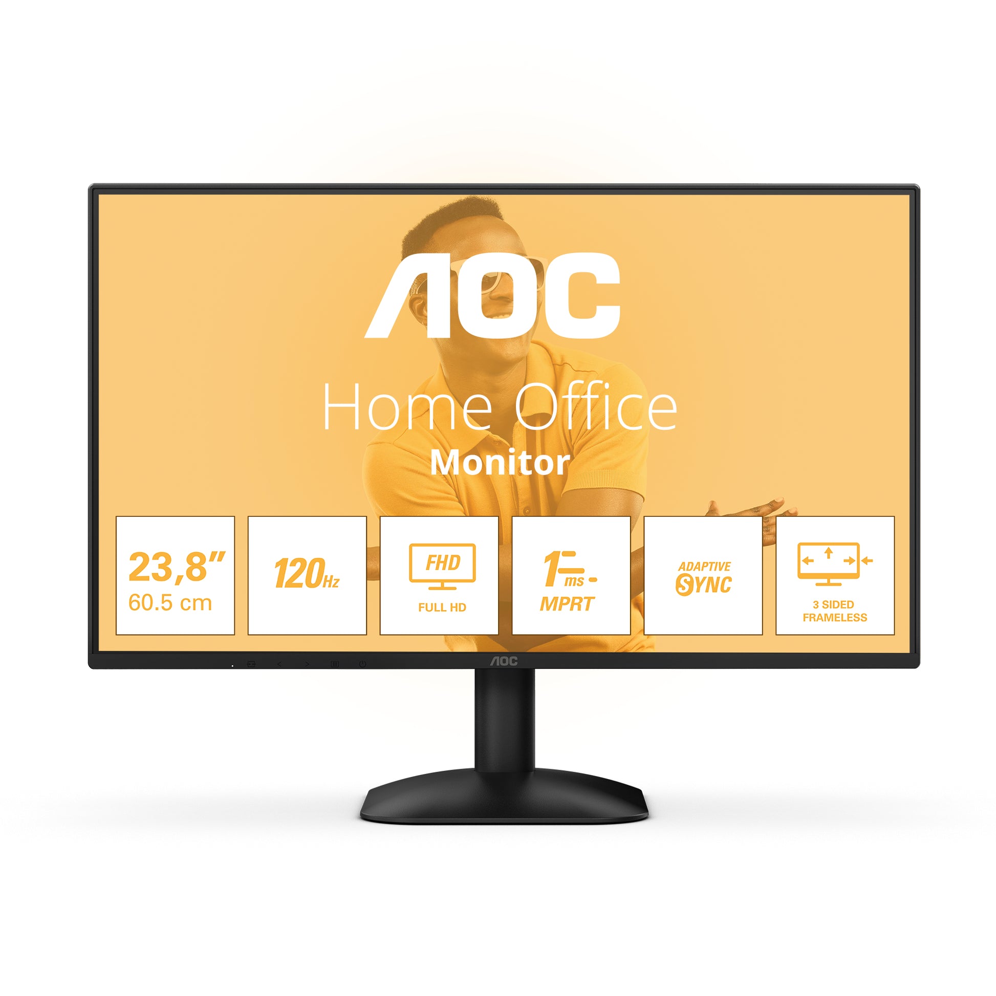 AOC 24B31H – Monitor, 23,8", IPS, 120 Hz, 300 cd/m², Adaptive Sync, VESA 100 × 100, Schwarz