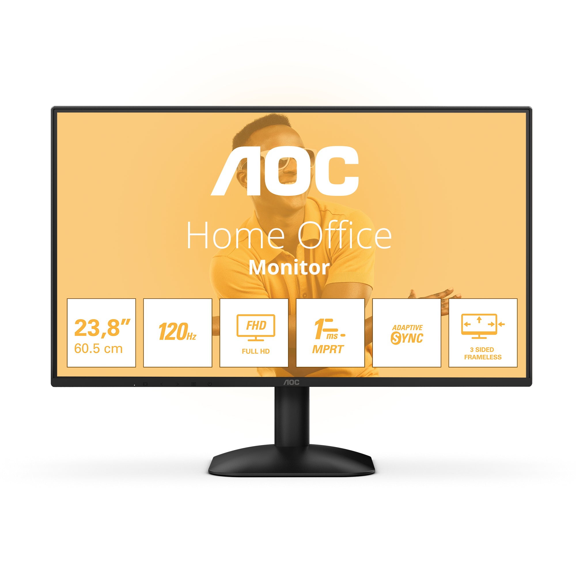 AOC 24B31H – Monitor, 23,8", IPS, 120 Hz, 300 cd/m², Adaptive Sync, VESA 100 × 100, Schwarz