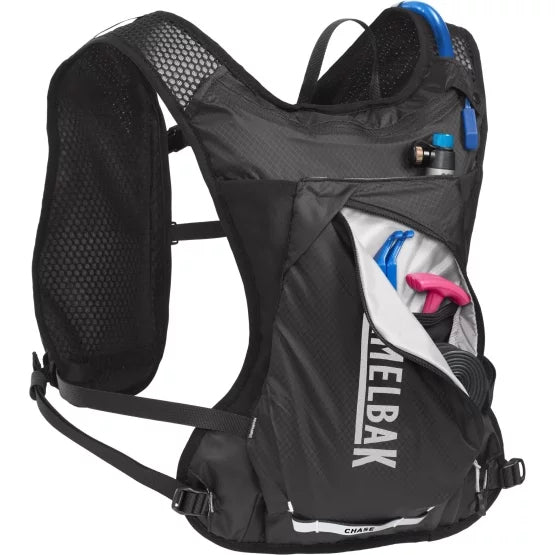 CamelBak Sportrucksack Chase Race 4 Vest – 8 l, mit Trinksystem, reflektierend – Schwarz