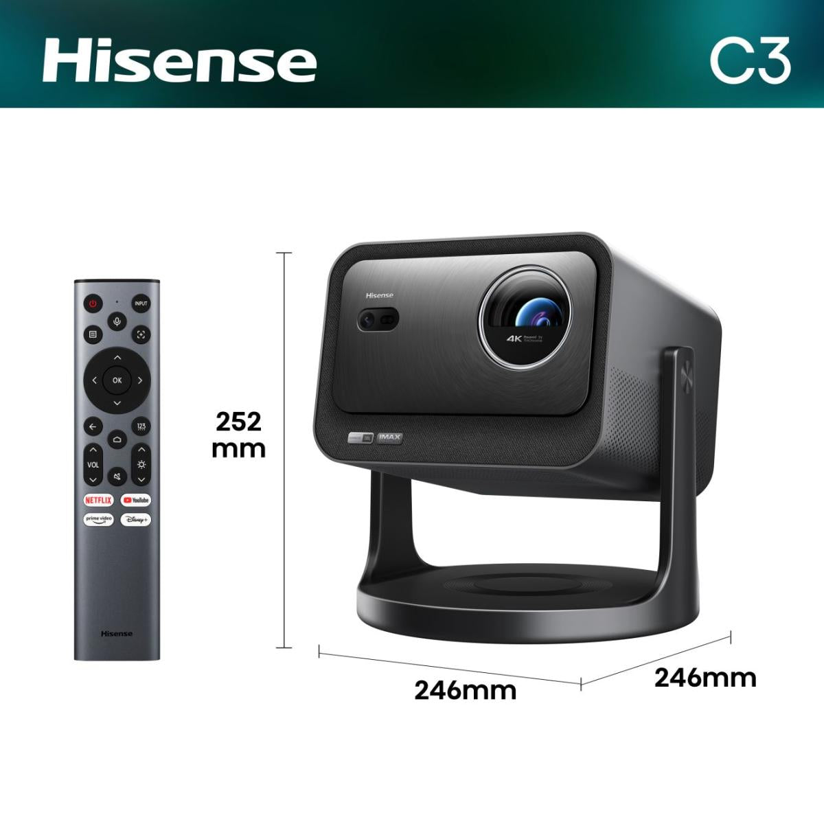 Hisense C3 – DLP Laser, 4K UHD, 2500 ANSI Lumen, Smart