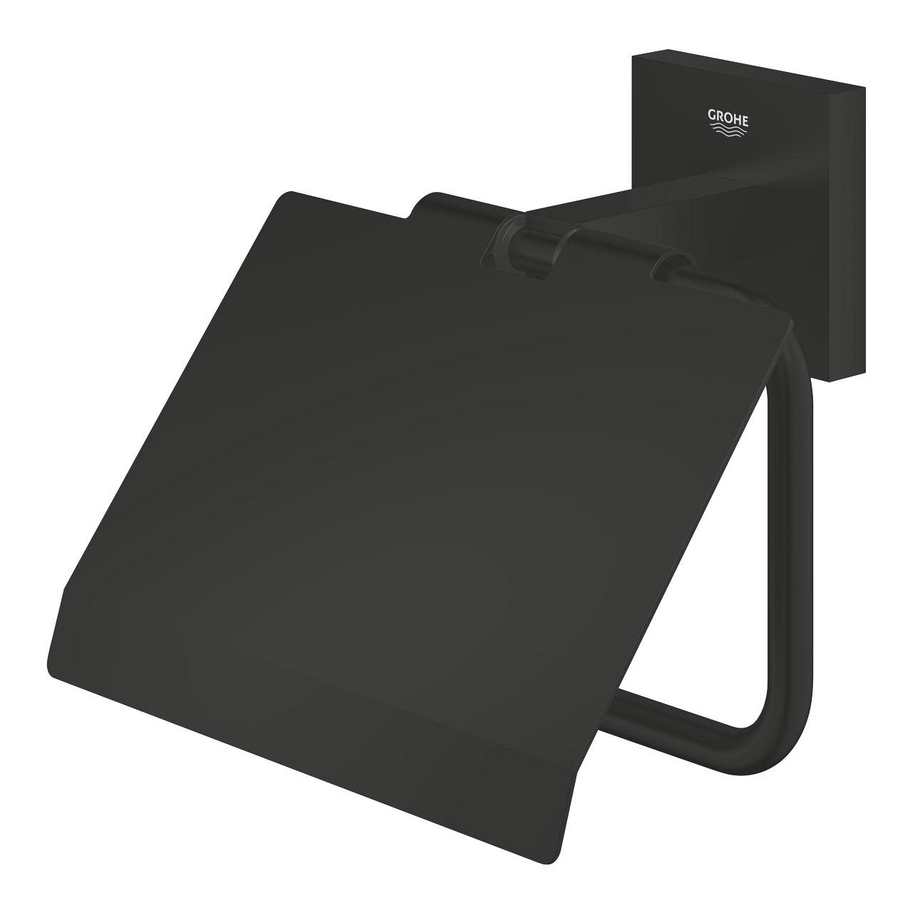 GROHE Start Cube – Toilettenpapierhalter – Metall, Schwarz, Wandmontiert, Klebend, 6 × 11,1 × 11,1 cm