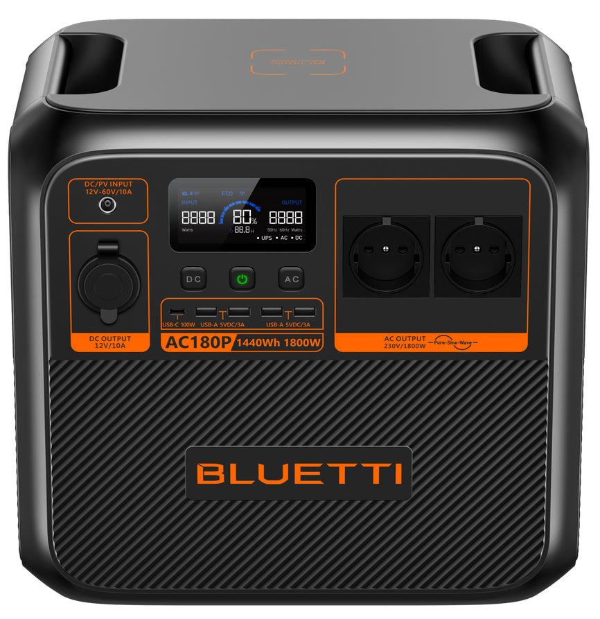 Bluetti AC180P – Powerstation – 1'440 Wh, 1'800 W, LiFePO4