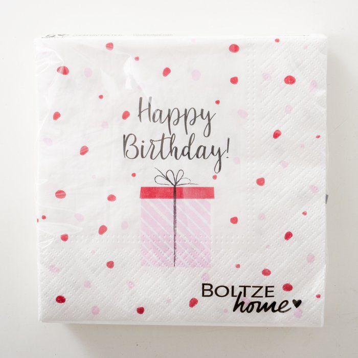 Boltze Servietten Happy Birthday – 17 × 17 cm, 3-lagig – 20 Stück