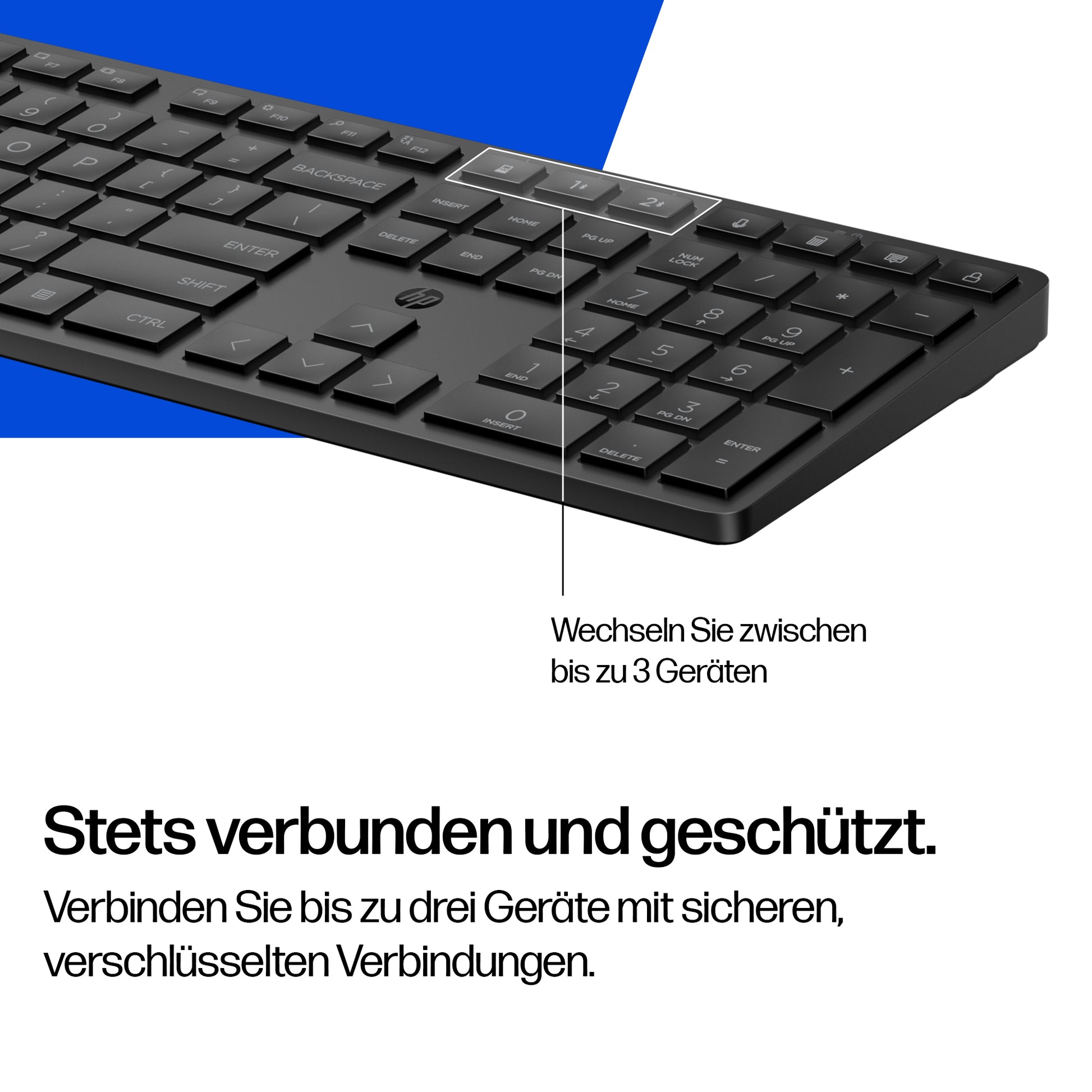 HP 495K – Tastatur – Bluetooth & 2,4 GHz (USB-A Empfänger) – leise Tasten – schwarz