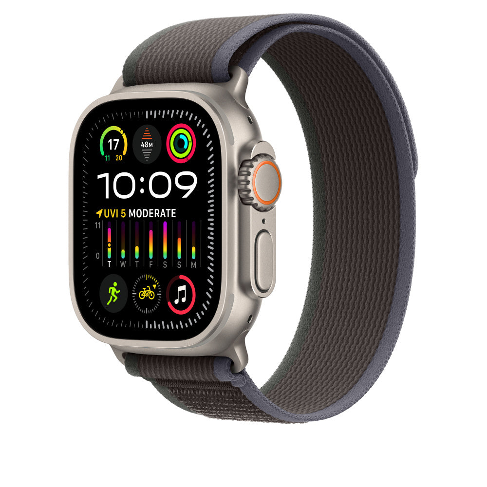Apple Trail Loop – Schwarz/Blau, S/M – für Apple Watch 44/45/49 mm