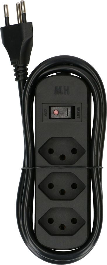 Max Hauri AG Max Hauri Basic Line – Steckdosenleiste, 3× T13, mit Schalter, 1,5 m, Stecker T12, IP20
