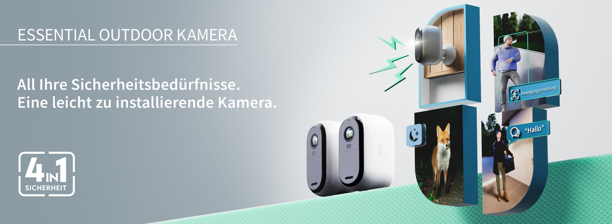 Arlo VMC2450 Wildkamera – 2 MP, Reichweite 7 m, Akku, Weiss, 4er-Pack
