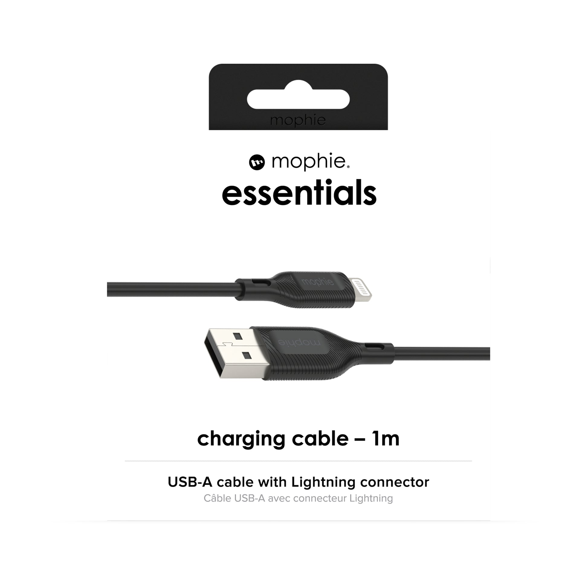 Mophie Ladekabel – Lightning auf USB-A 1 m, 12 W, Schwarz – für iPhone/iPad