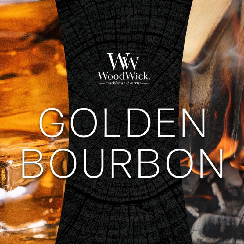 WoodWick Duftkerze Golden Bourbon, sortiert, Sojawachs, Ø 10 cm, 11 cm, 1 Stück