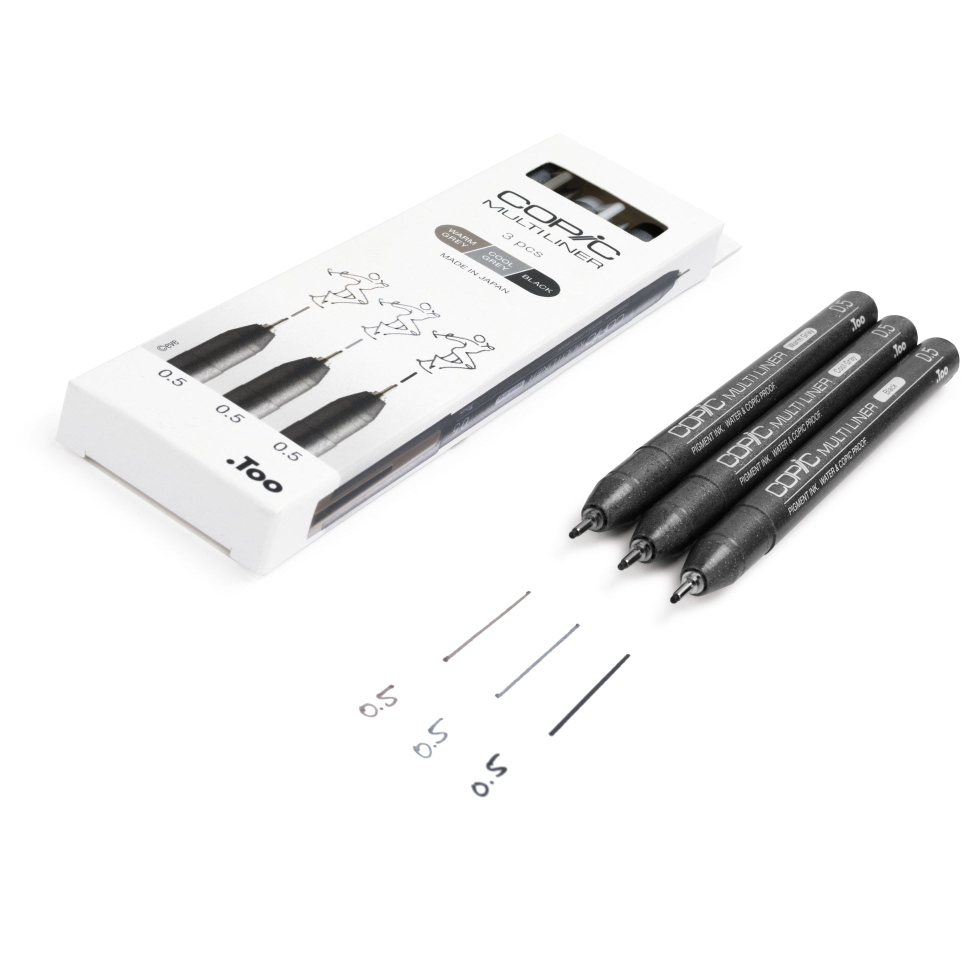 Copic Multiliner Fineliner Set – 3 Stk., 0,5 mm, 3 Farben, wasserfest