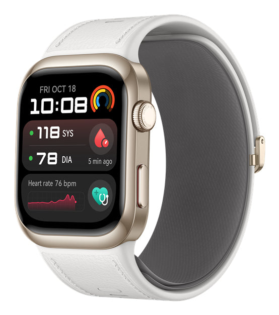 Huawei Watch D2 – 48 mm, AMOLED, Aluminium Gold, Leder Weiss M/L, IP68