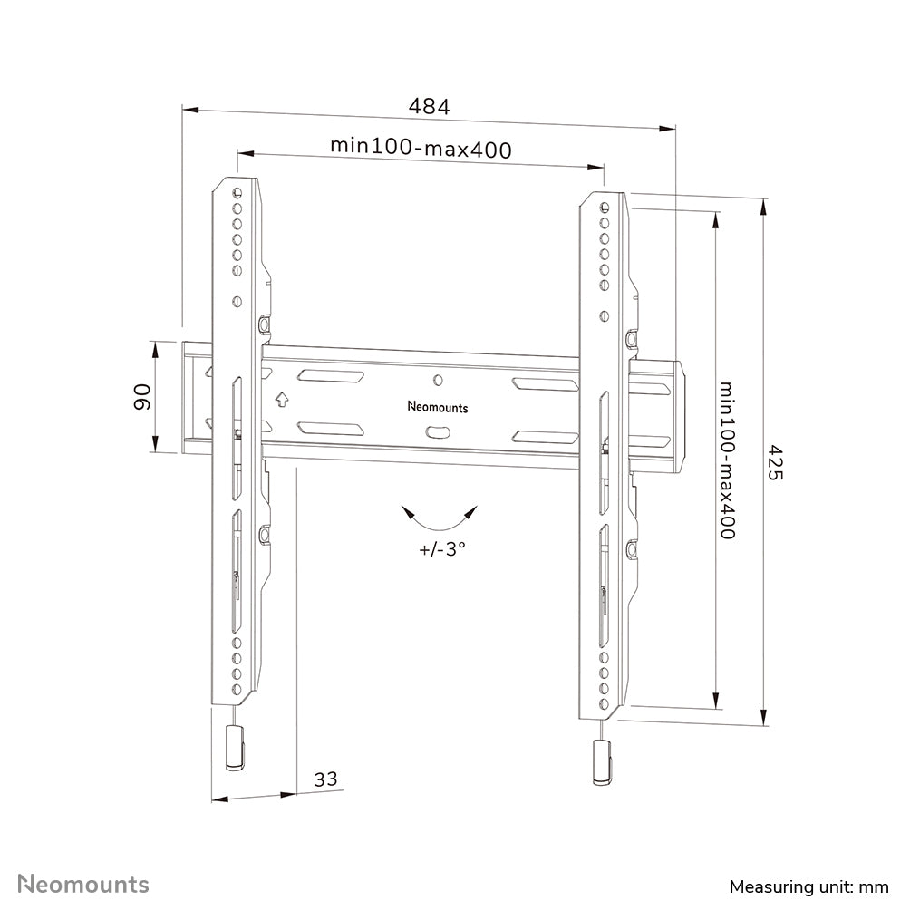Neomounts Wandhalterung – Fix – 32–75" – VESA 100×100–400×400 – bis 50 kg, Höhenverstellbar – WL30S-850BL14