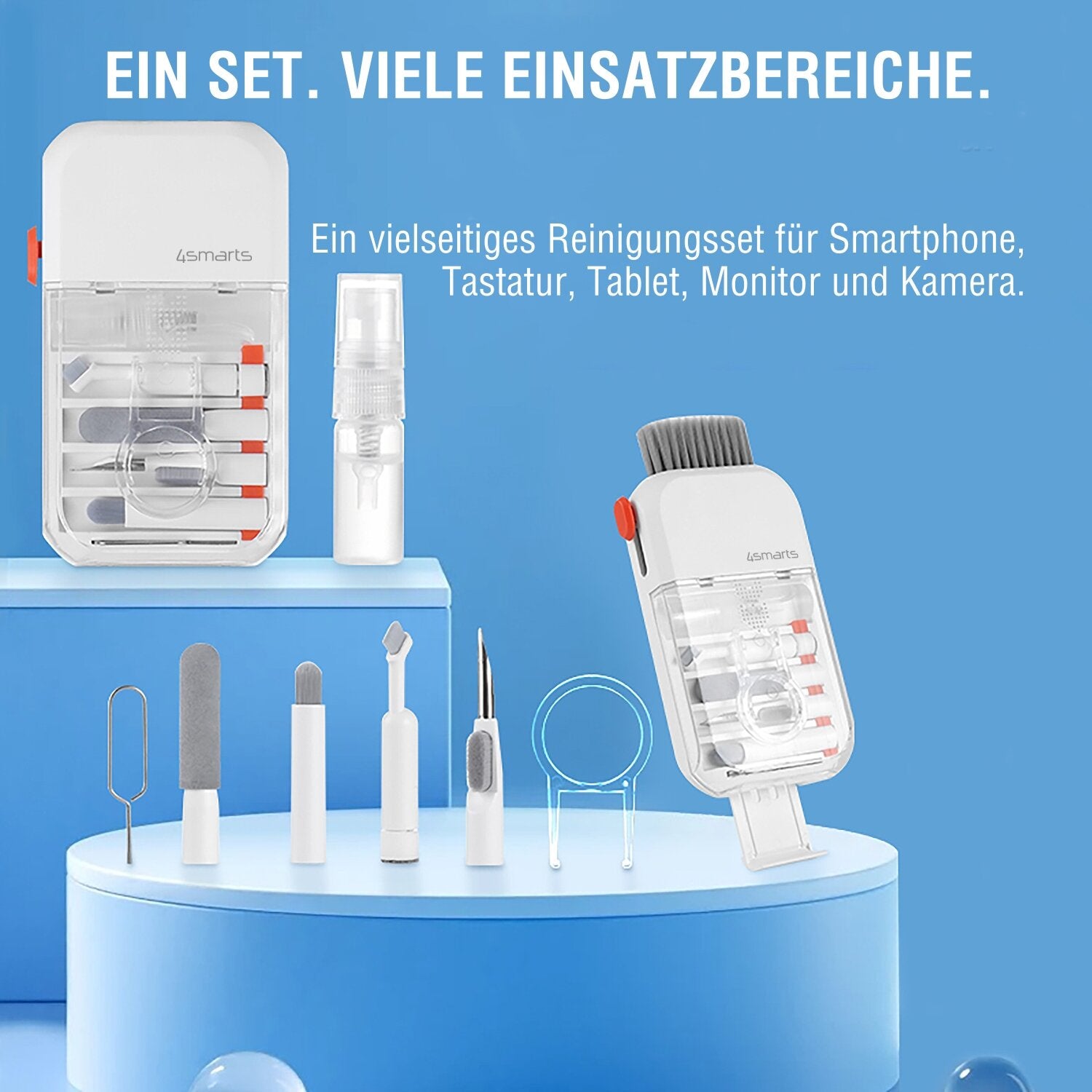 4smarts Display-Reinigungsset, 10er-Set – für Smartphones und Geräte – Weiss/Grau