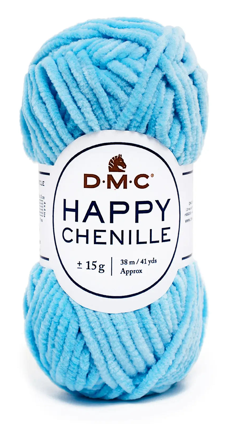 DMC Happy Chenille Garn Hellblau – 15 g, 38 m, Nadel 3 mm, 100% Polyester