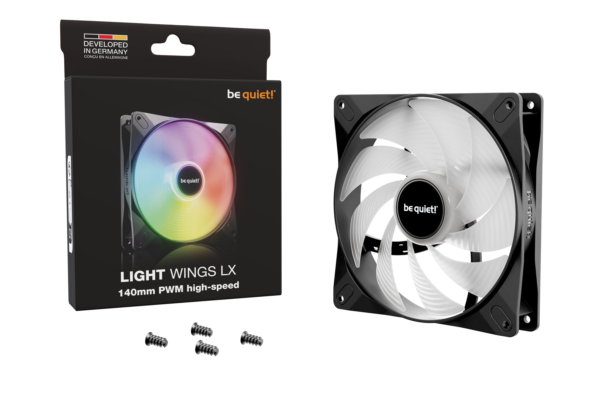 be quiet! be quiet Light Wings LX BL074 – Lüfter – 140 mm, PWM, 1800 U/min, 127,9 m³/h, 2,45 mmH2O, Schwarz