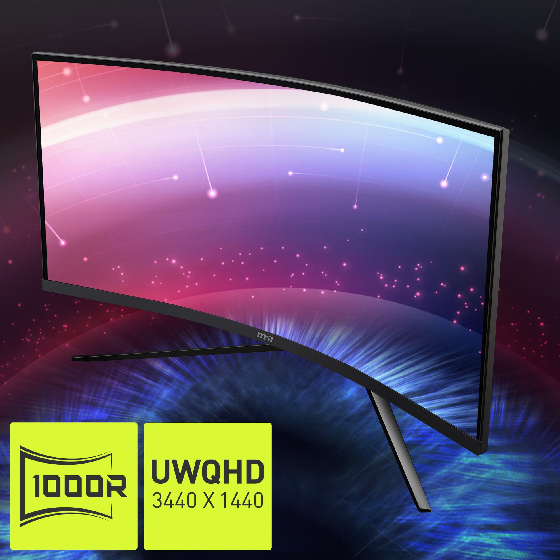 MSI MAG 345CQRDE – Monitor, 34", 3440 × 1440, VA, 180 Hz, 300 cd/m², Gebogen, USB-C, VESA 100 × 100, Schwarz