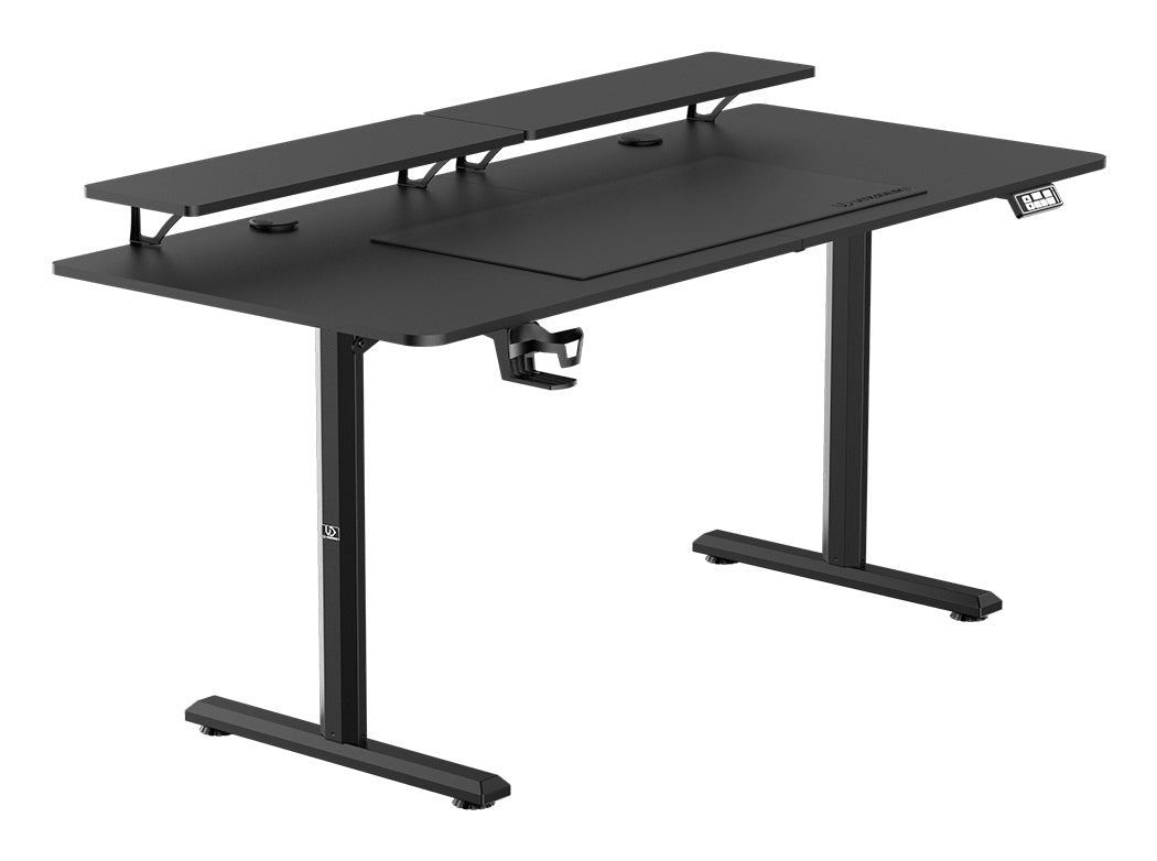 Ultradesk Highlander XXL Gaming-Tisch – 160 × 70 cm, elektrisch höhenverstellbar, schwarz, Stahl
