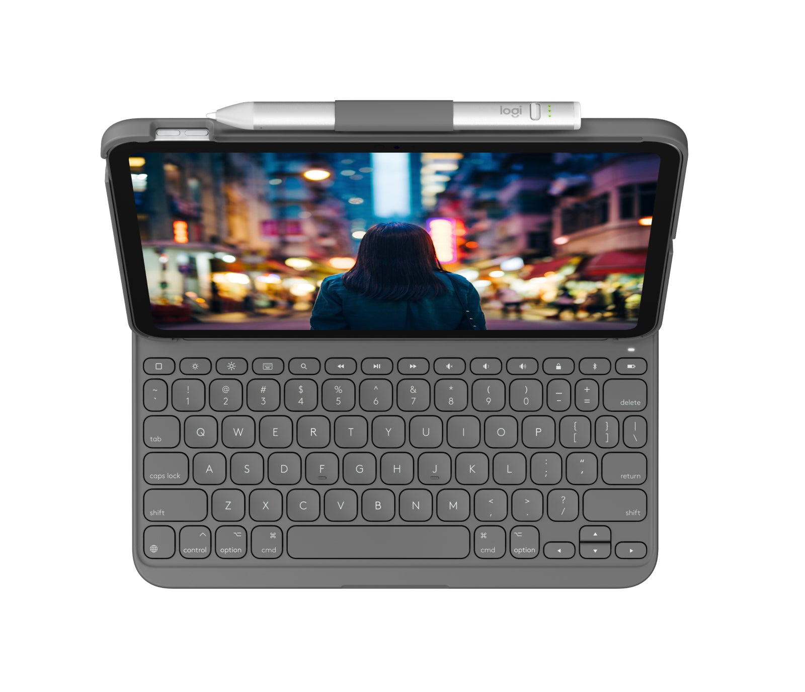 Logitech Slim Folio Tablet- & Notebook-Tasche – für iPad (10. Generation), Stossschutz, Grau