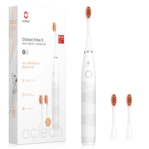 Oclean Schallzahnbürste Flow S – 5 Modi, Akku, 2 Bürstenköpfe – Weiss