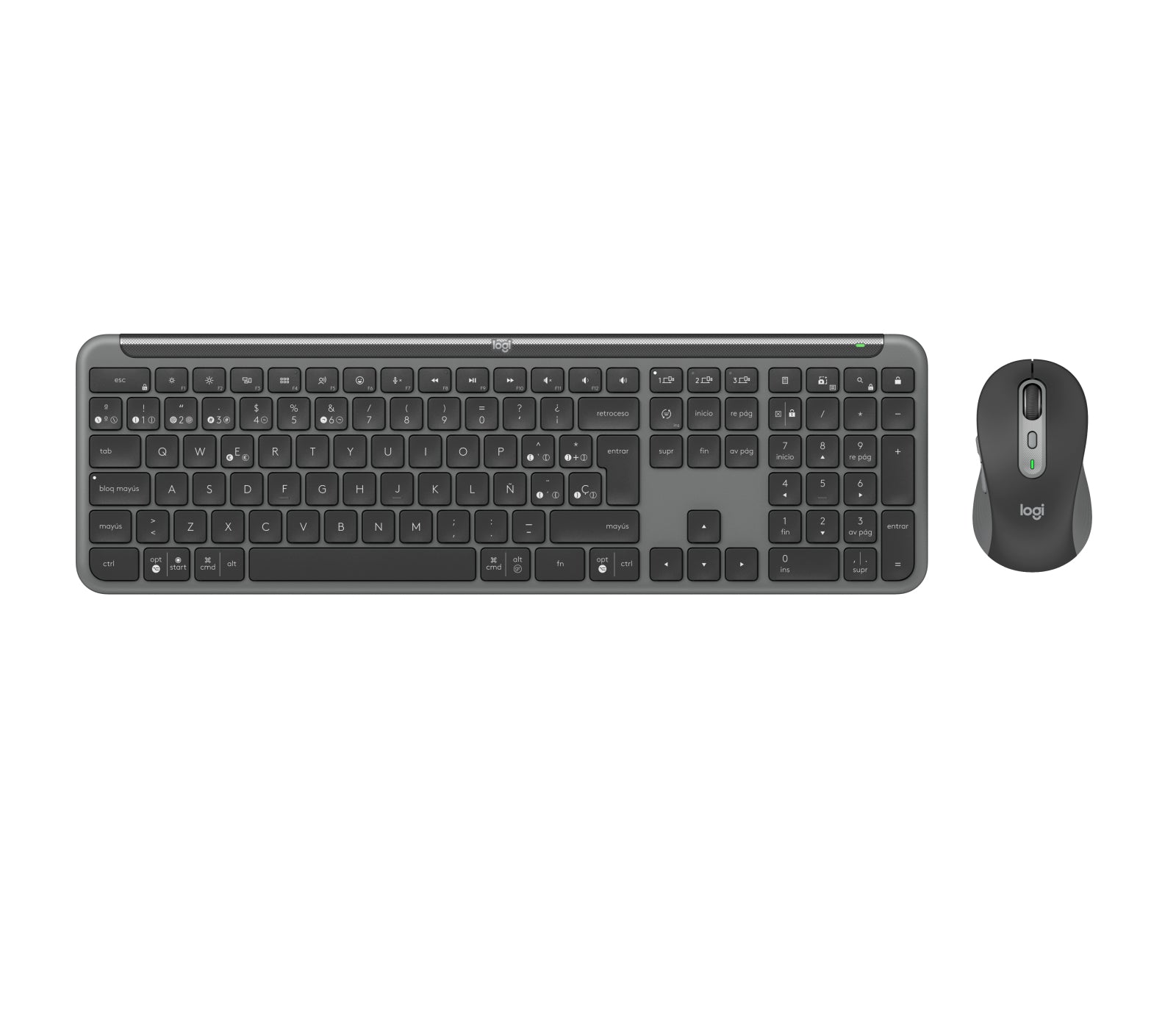 Logitech MK950 – Tastatur-Maus-Set – Scherenmechanik – Bluetooth & 2,4 GHz (Logi Bolt) – QWERTY (ES) – Graphit