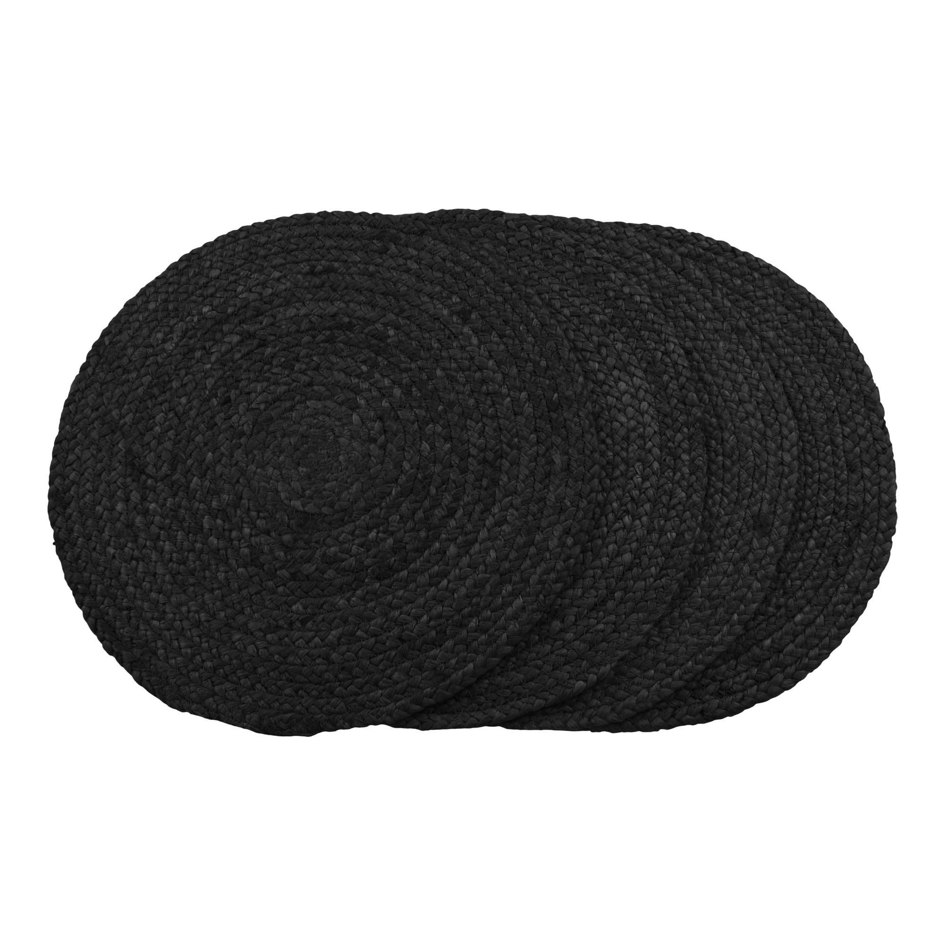 House Nordic Tischset Bombay – rund, Jute, dunkelgrau, Ø38 cm – 4er-Set