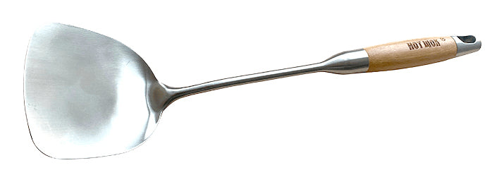 Hot Wok HW6010 – Wok-Löffel, 9,5 × 38 × 5 cm, Edelstahl/Holz, aufhängbar