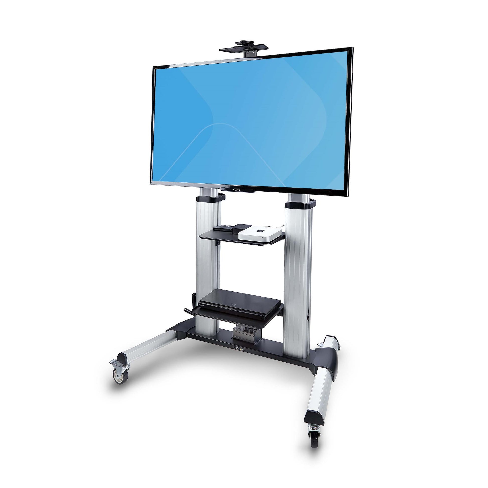 StarTech.com TV-Wagen – 60–100" – VESA 200×200–1000×600 – bis 100 kg, Höhenverstellbar, mit Rollen