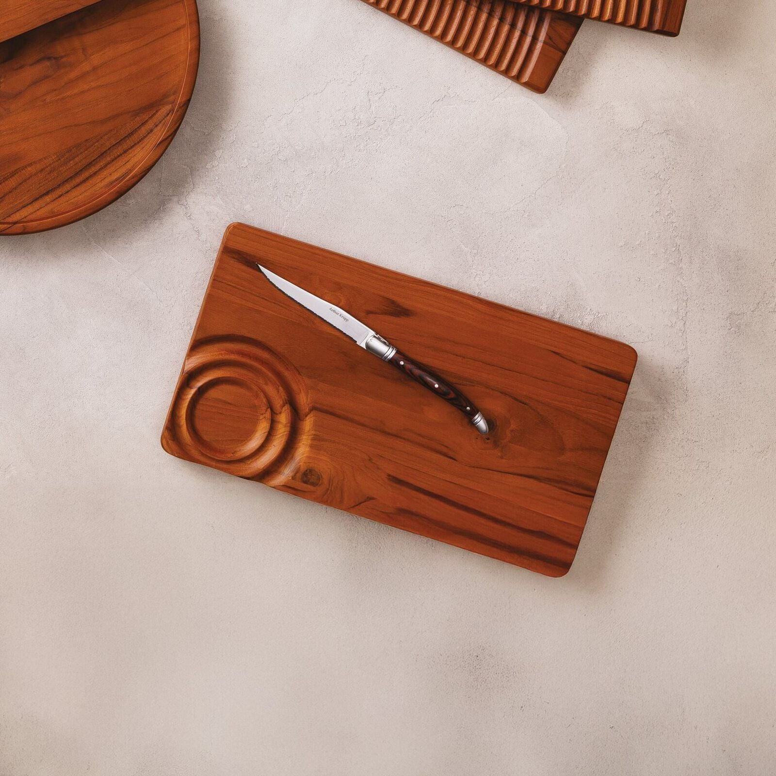 Arthur Krupp Steakmesser – 6er-Set, 12 cm, Glatter Schliff, Edelstahl, Griff Pakkawood