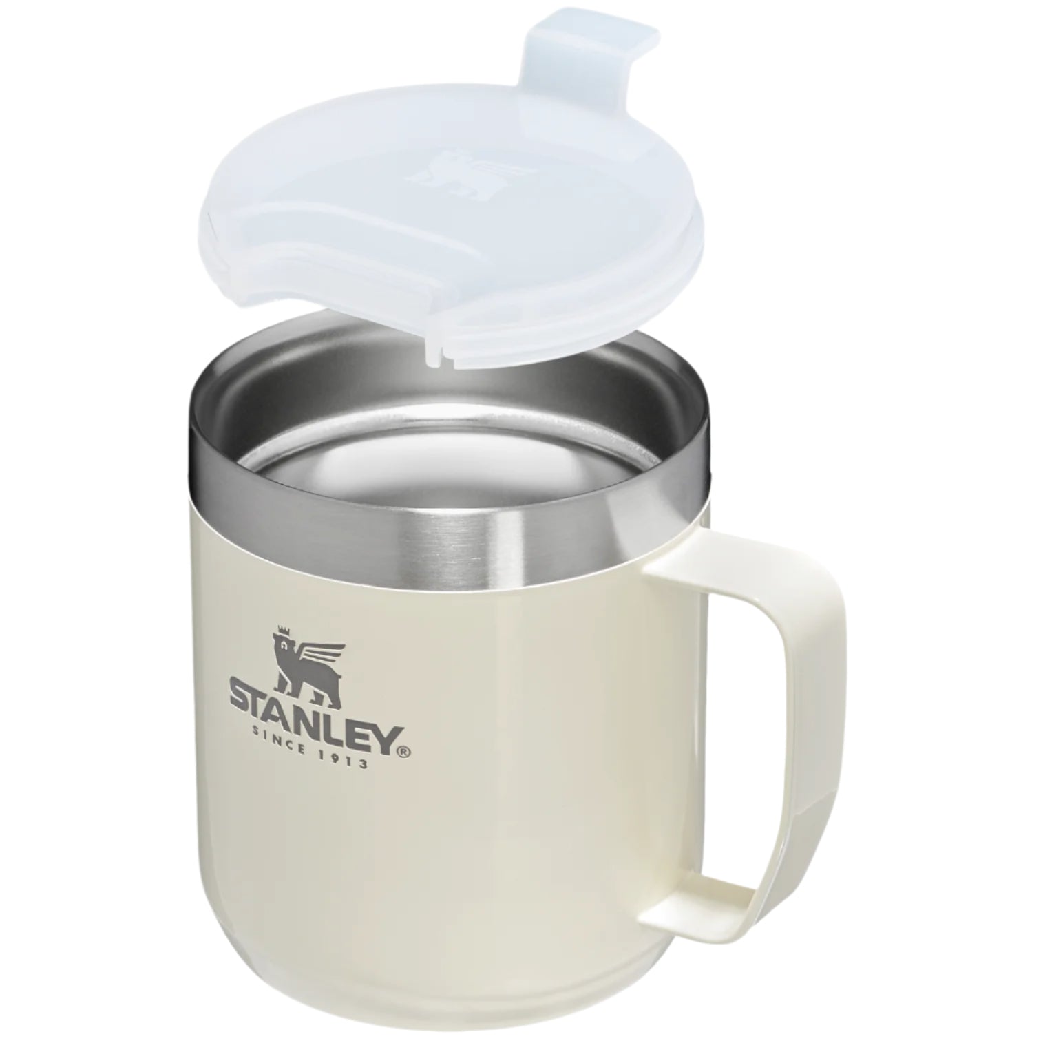 Stanley 1913 Camp Becher – 350 ml, Ø 9,9 cm, Edelstahl, Creme, mit Deckel, doppelwandig, spülmaschinenfest