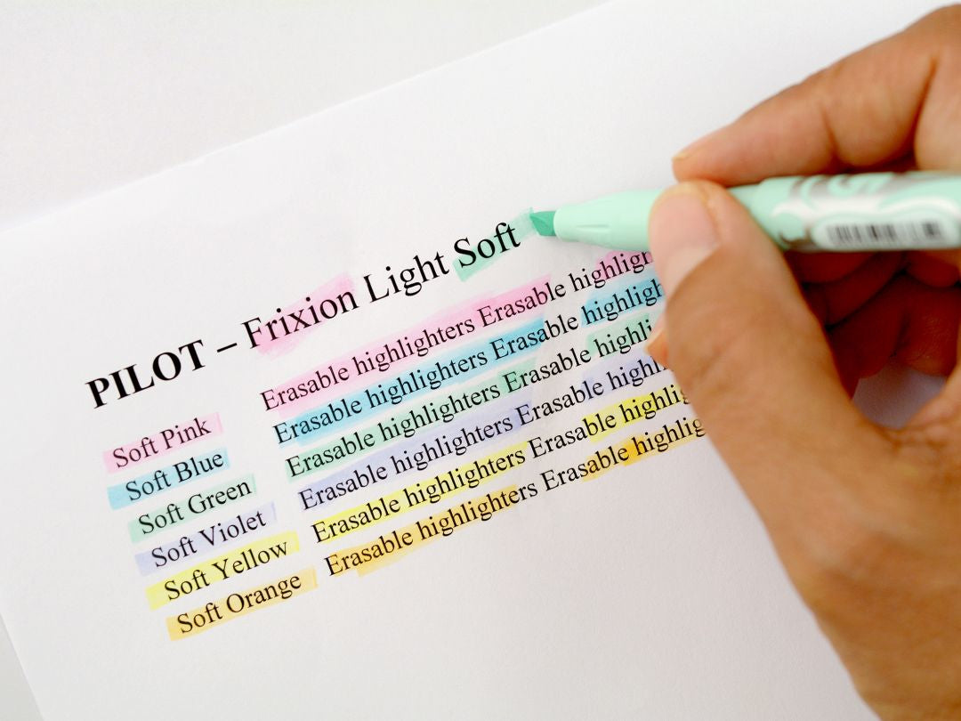 Pilot FriXion Light Textmarker Set 6 Farben Pastell – Keilspitze, 3,3 mm, radierbar