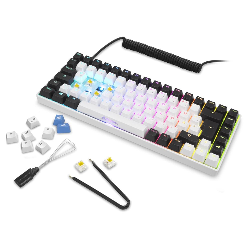 Sharkoon SKILLER SGK50 S3 – Gaming-Tastatur 75% – Mechanisch – Kabelgebunden (USB-C) – QWERTZ (DE) – RGB