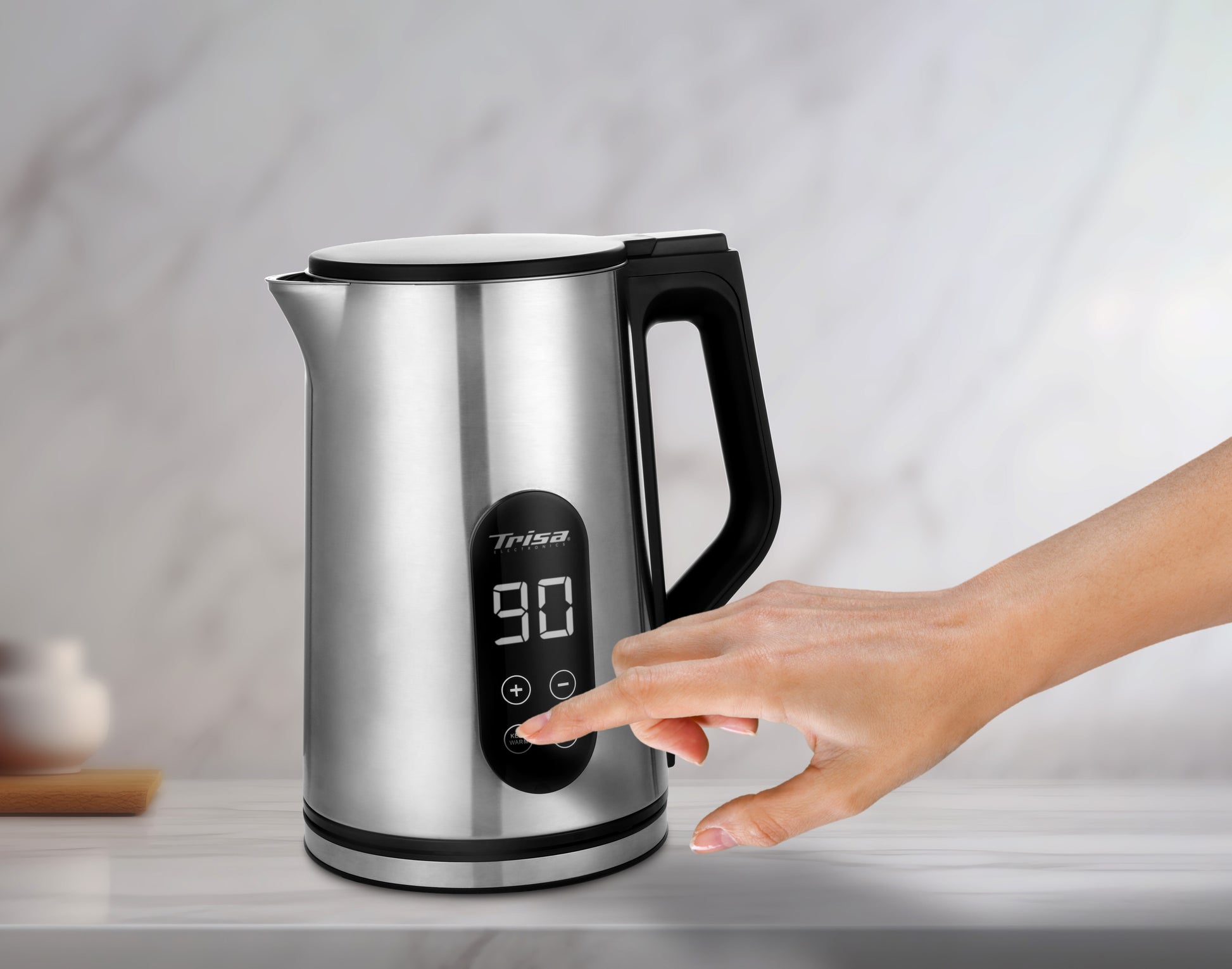 Trisa Wasserkocher – 1,7 l, mit Temperaturwahl, Warmhaltefunktion, Edelstahl