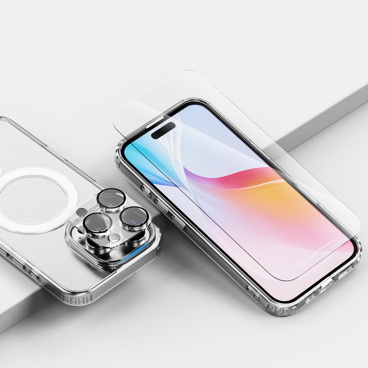4smarts 3-in-1 Starter-Set (Glas, Hülle, Ladegerät) – für iPhone 16 Pro – Transparent