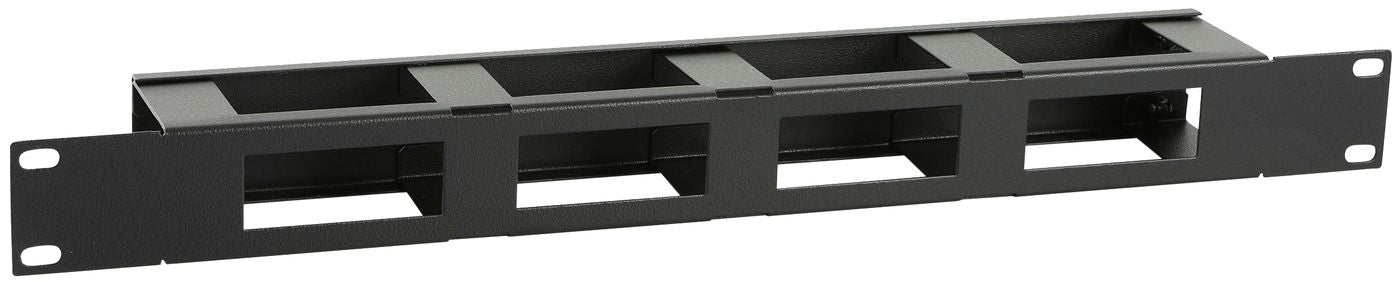 Lanview 19" Rangierpanel, 1U, mit Abdeckung, ovale Montagelöcher – schwarz