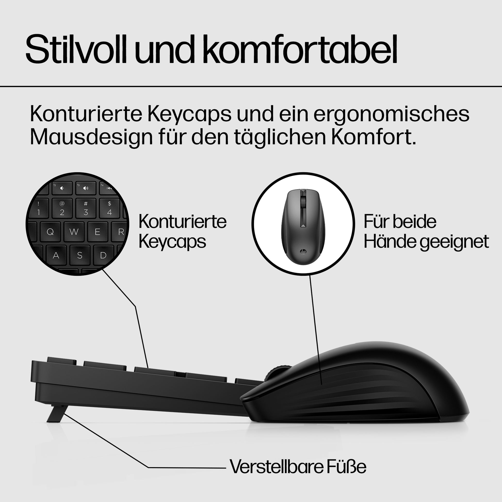 HP 650 – Tastatur-Maus-Set – Membran – 2,4 GHz – Weiss