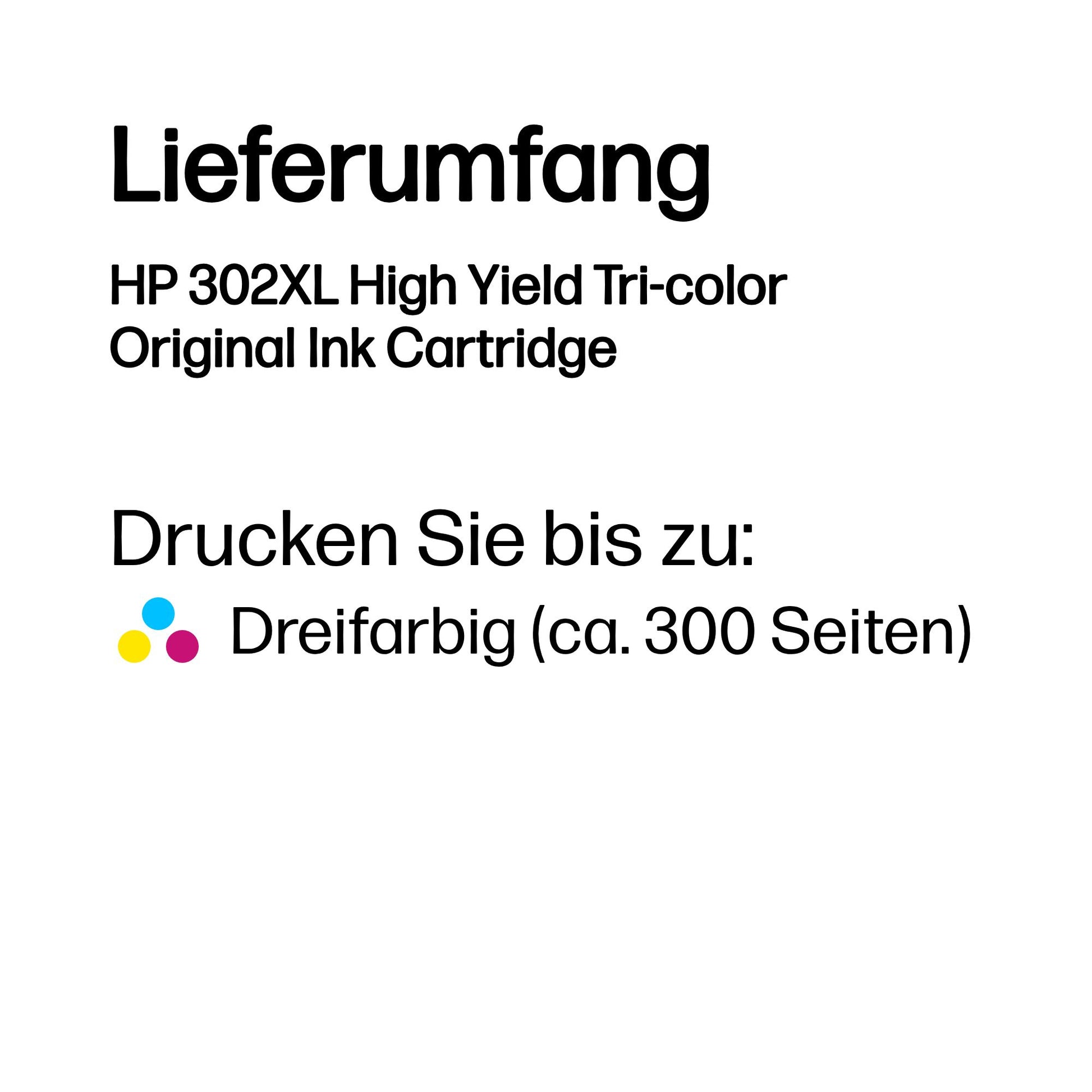 HP 302XL Dreifarbig Tintenpatrone (Original) – 300 Seiten