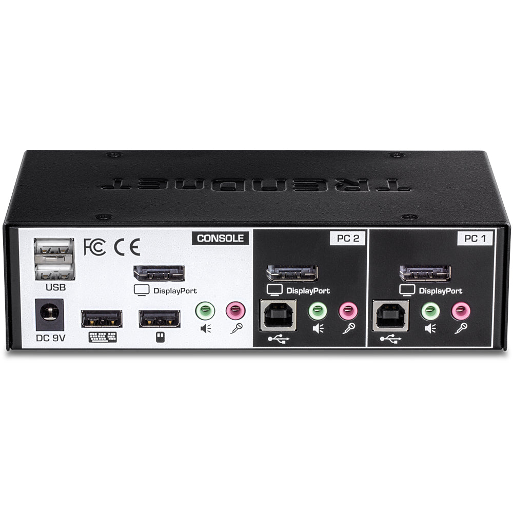 Trendnet TK-241DP – 2-Port DP KVM-Switch – 4K/60 Hz, USB 2.0-Hub, Audio