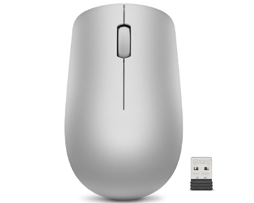 Lenovo 530 – Maus – Kabellos (2,4 GHz), 1200 DPI, beidhändig, Grau/Platin